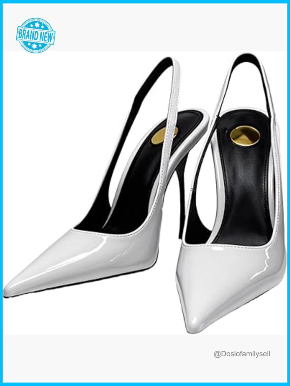 Pointed Toe Slingback Stiletto Pumps Patent Leather Backless Dress Heels